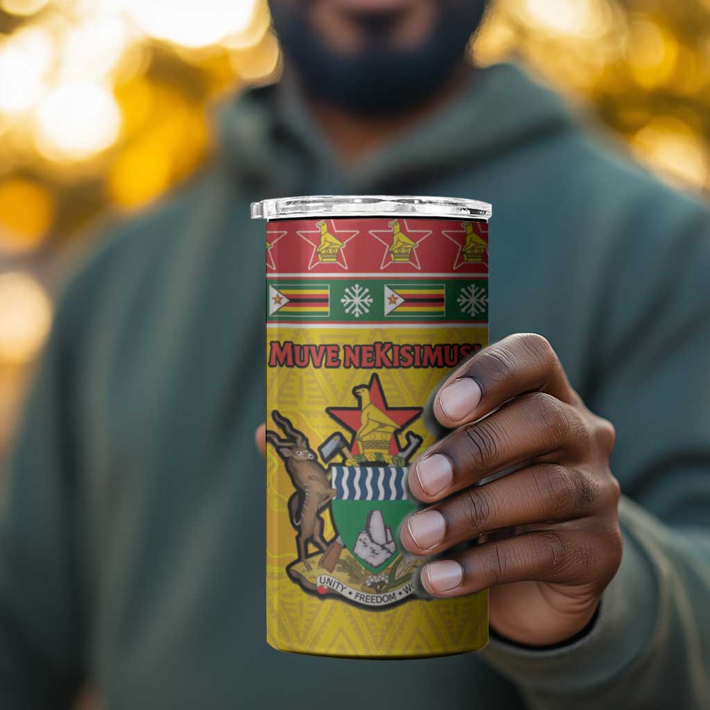 Afro Zimbabwe Christmas 4 in 1 Can Cooler Tumbler Coat Of Arms - African Pattern LT15