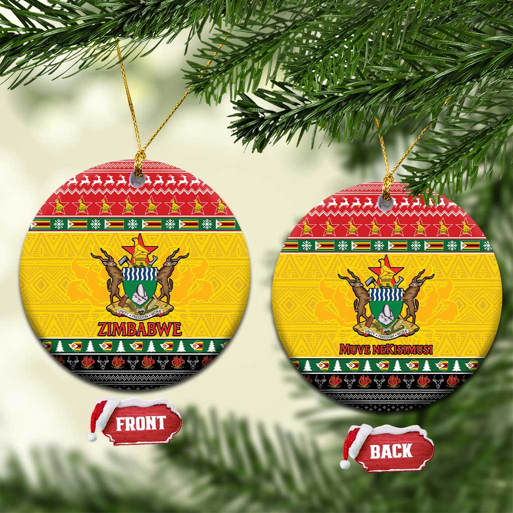 Zimbabwe Christmas Ceramic Ornament Coat Of Arms Muve neKisimusi LT15