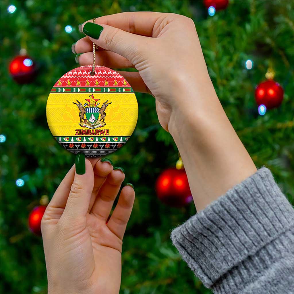 Zimbabwe Christmas Ceramic Ornament Coat Of Arms Muve neKisimusi LT15
