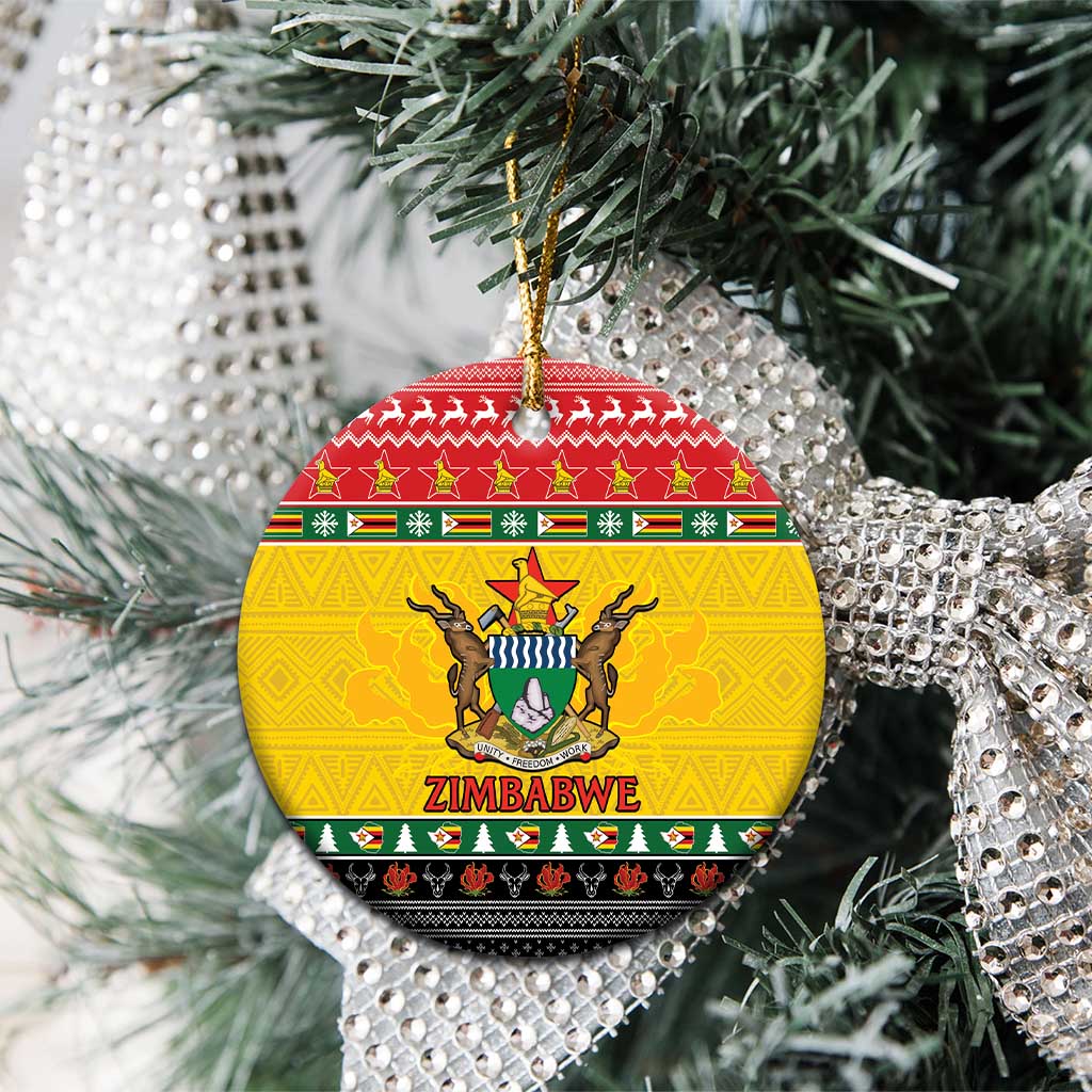 Zimbabwe Christmas Ceramic Ornament Coat Of Arms Muve neKisimusi LT15