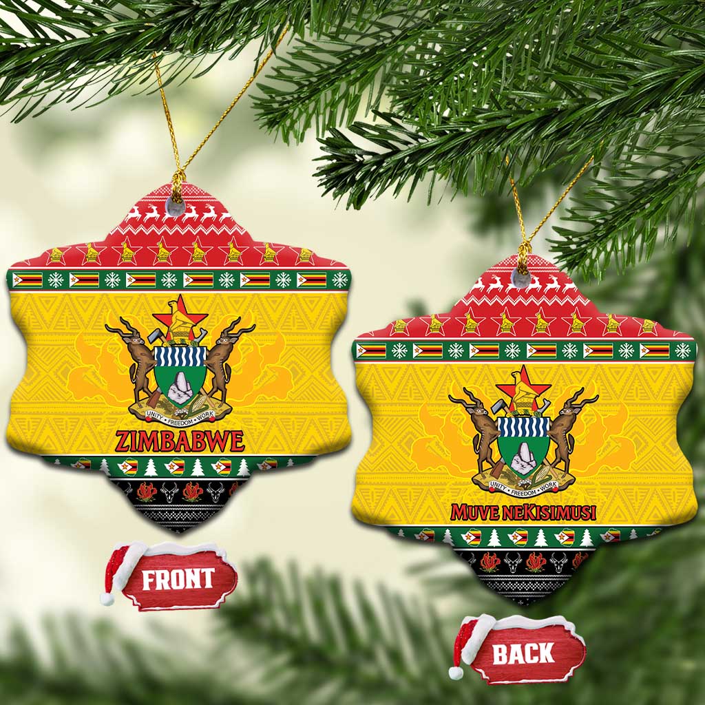 Zimbabwe Christmas Ceramic Ornament Coat Of Arms Muve neKisimusi LT15