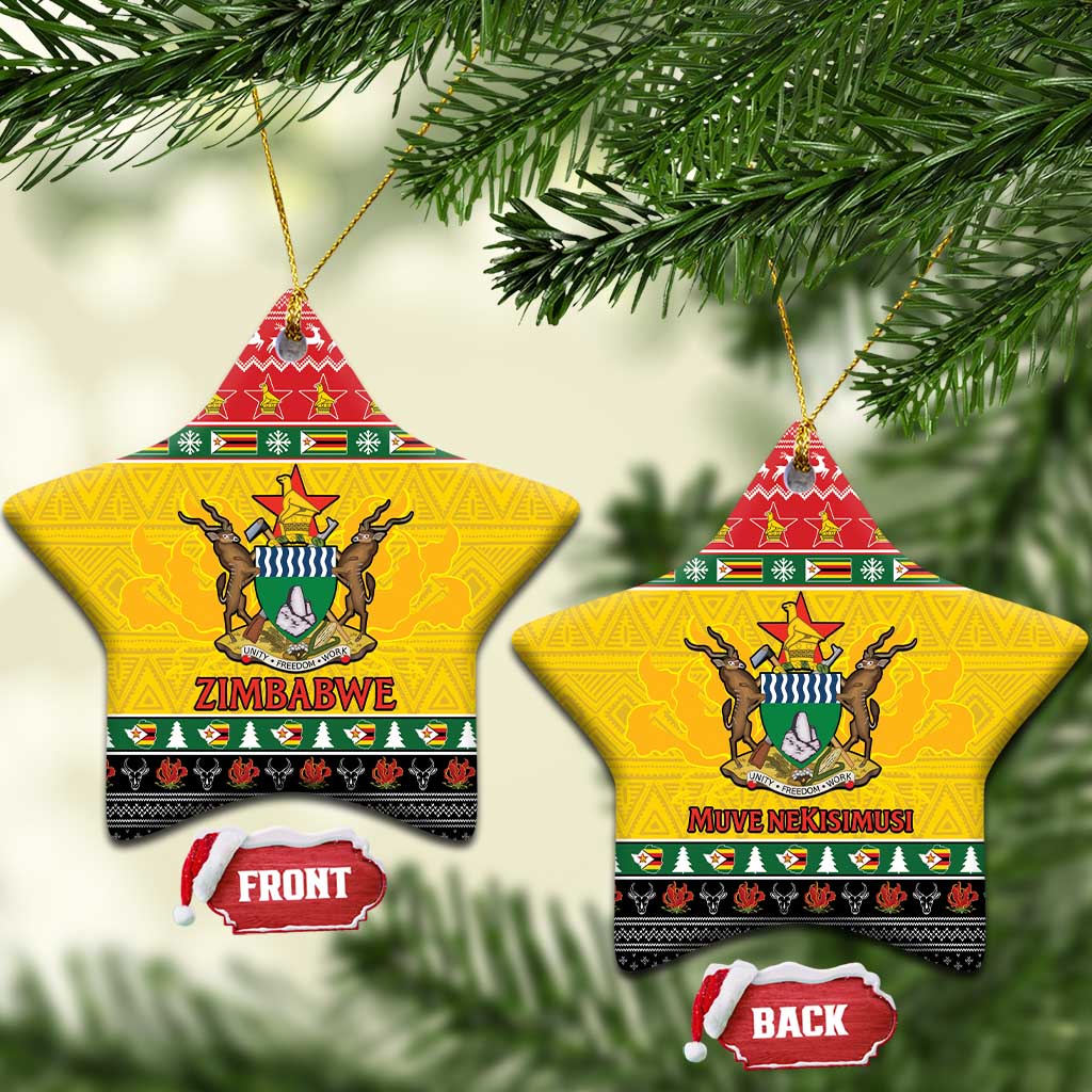 Zimbabwe Christmas Ceramic Ornament Coat Of Arms Muve neKisimusi LT15