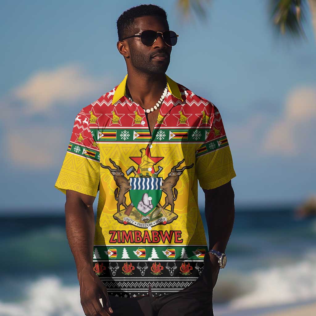 Afro Zimbabwe Christmas Hawaiian Shirt Coat Of Arms - African Pattern LT15