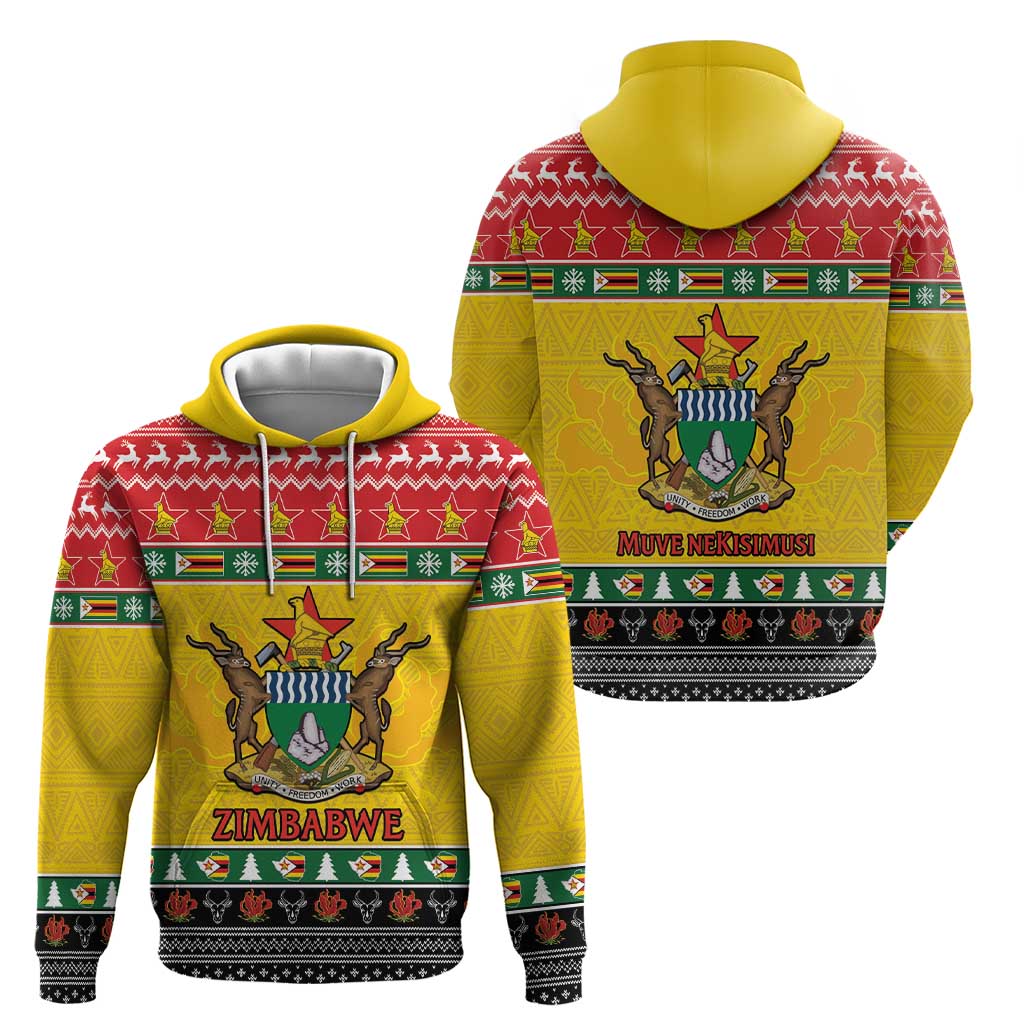 Zimbabwe Christmas Hoodie Coat Of Arms Muve neKisimusi LT15