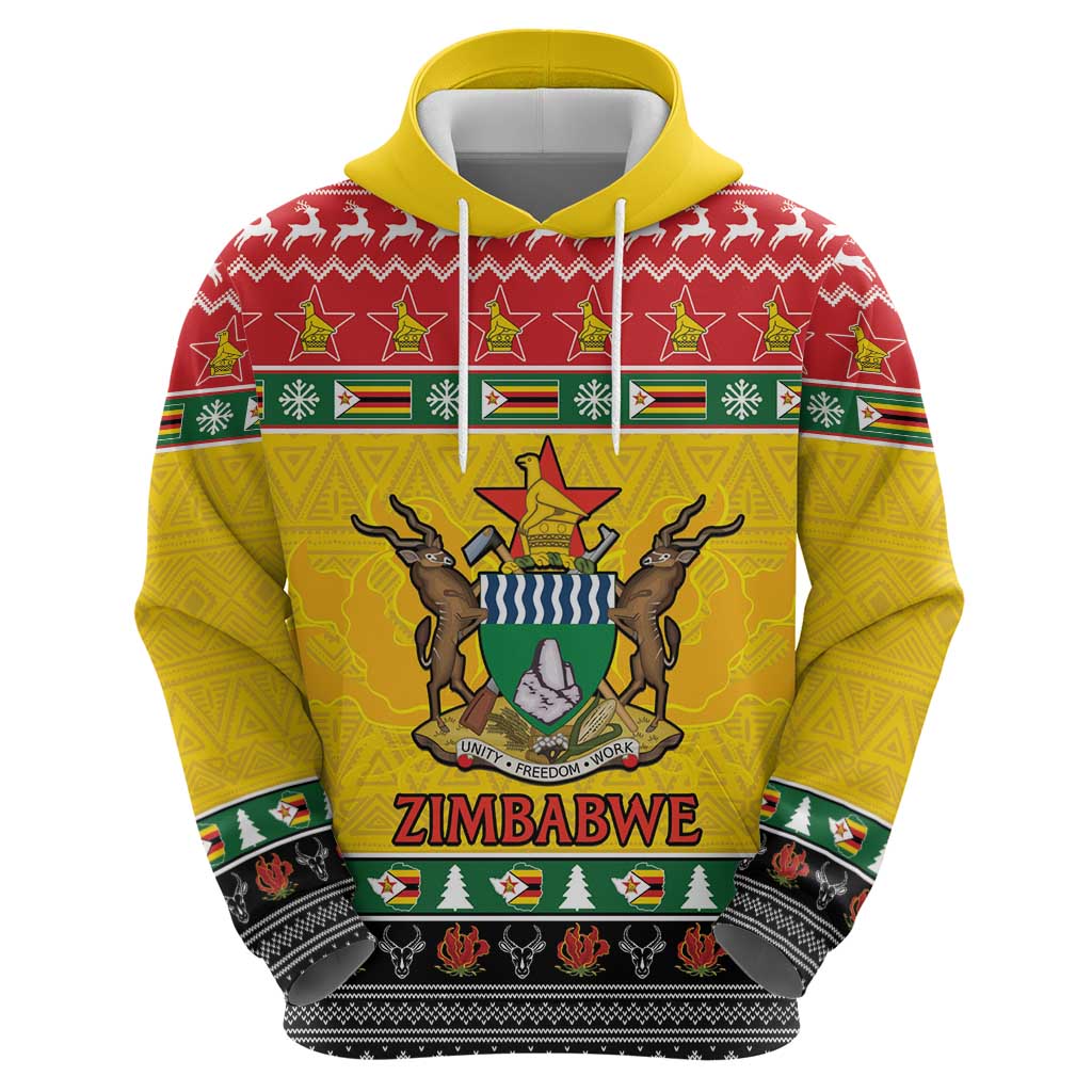 Zimbabwe Christmas Hoodie Coat Of Arms Muve neKisimusi LT15