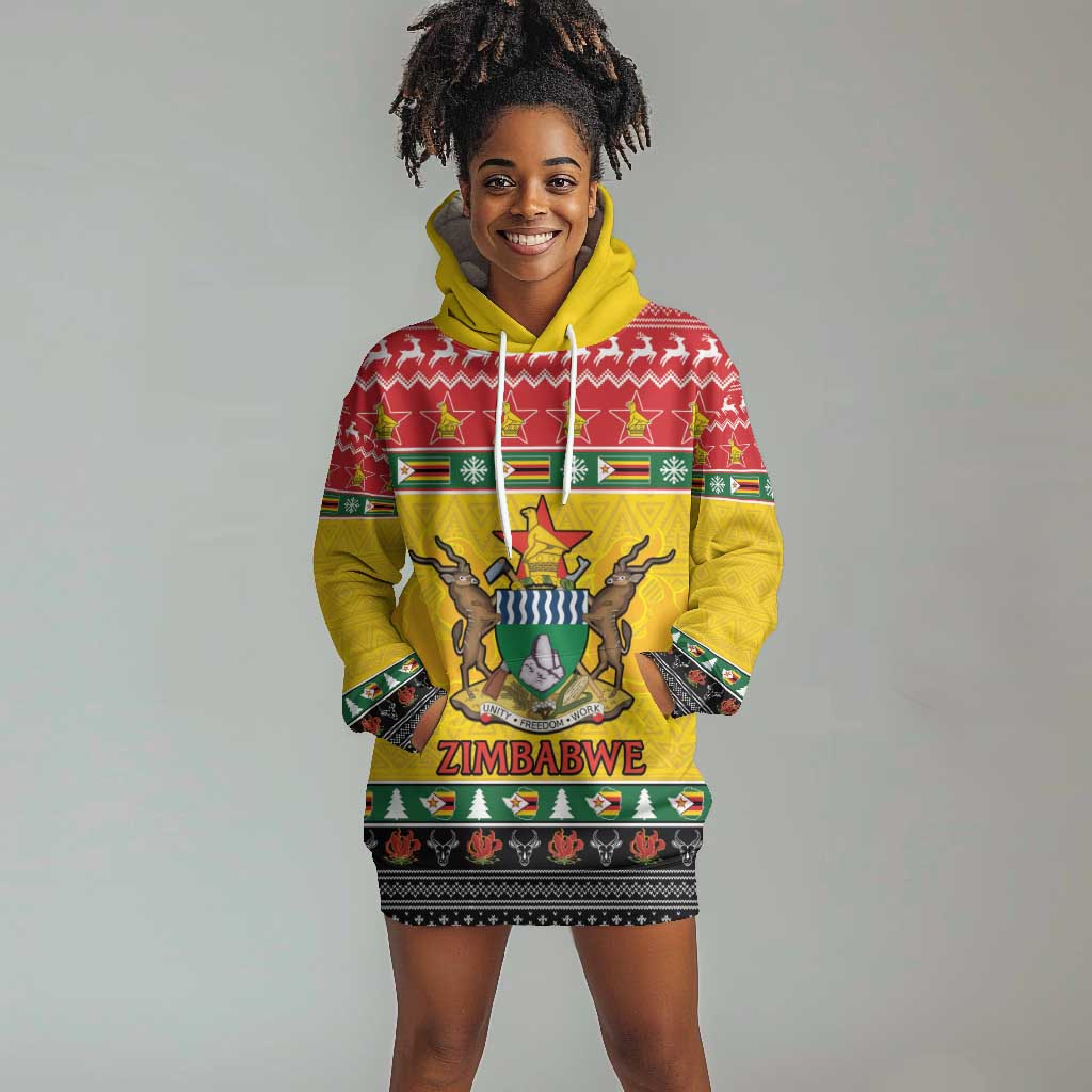 Afro Zimbabwe Christmas Hoodie Dress Coat Of Arms - African Pattern LT15