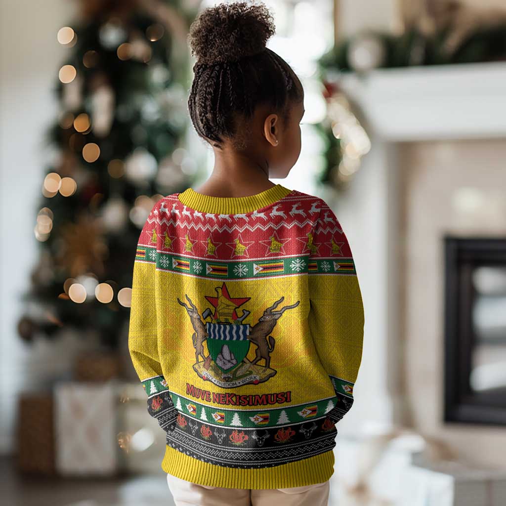 Afro Zimbabwe Christmas Kid Ugly Christmas Sweater Coat Of Arms with African Pattern LT15