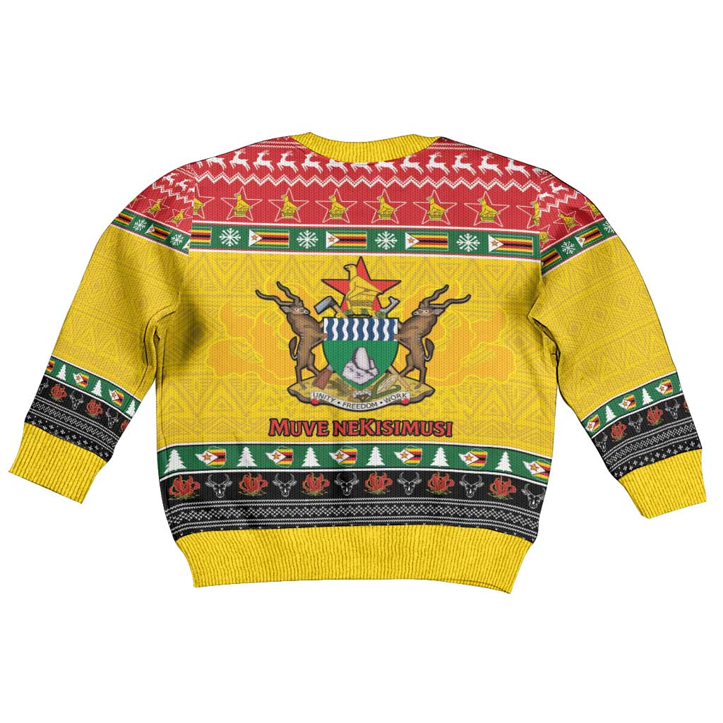 Afro Zimbabwe Christmas Kid Ugly Christmas Sweater Coat Of Arms with African Pattern LT15