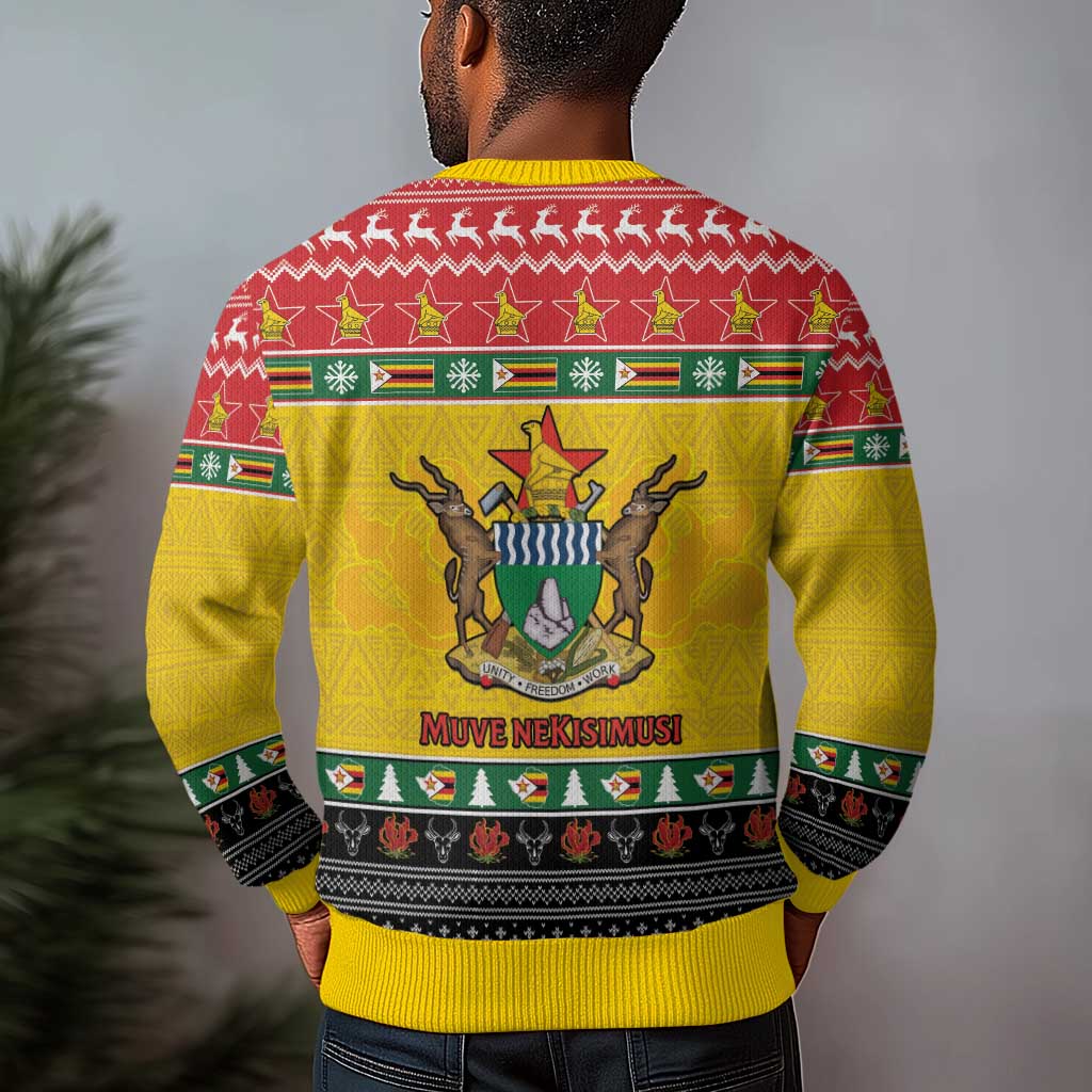 Afro Zimbabwe Christmas Ugly Christmas Sweater Coat Of Arms with African Pattern LT15