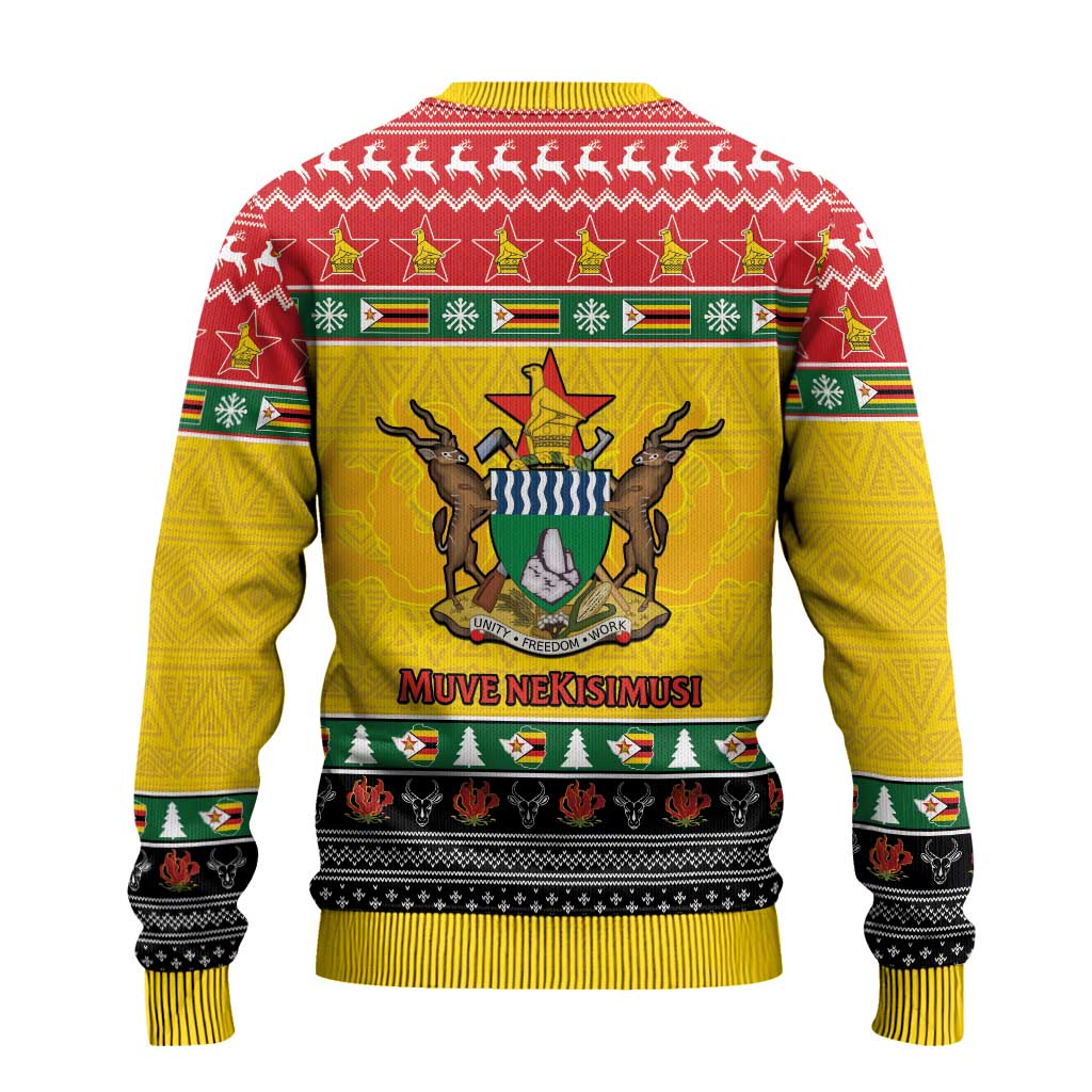 Afro Zimbabwe Christmas Ugly Christmas Sweater Coat Of Arms with African Pattern LT15