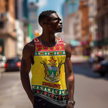 Afro Zimbabwe Christmas Men Tank Top Coat Of Arms - African Pattern LT15