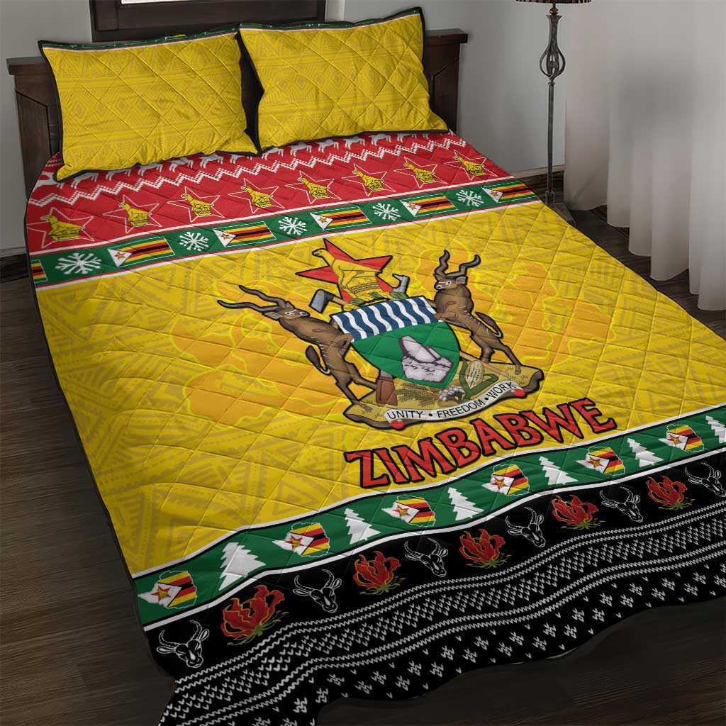 Afro Zimbabwe Christmas Quilt Bed Set Coat Of Arms - African Pattern LT15