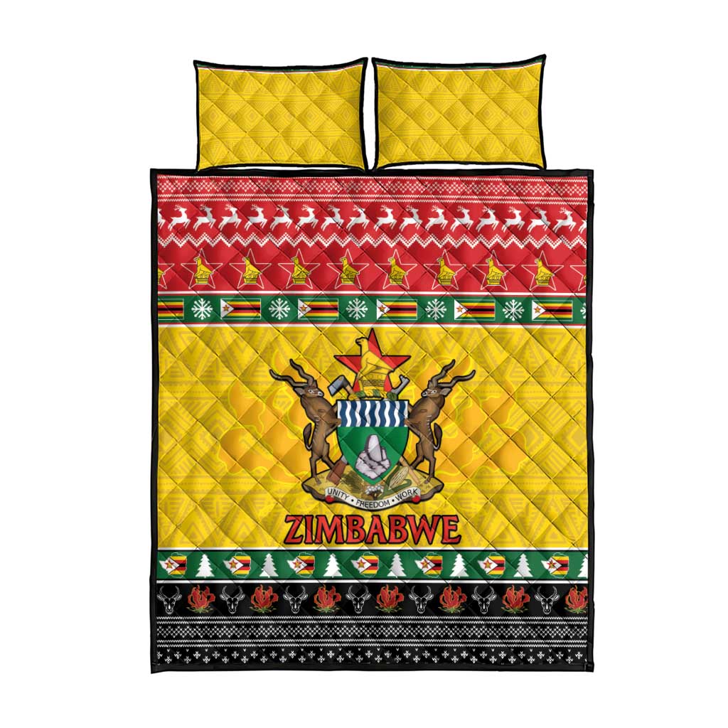 Afro Zimbabwe Christmas Quilt Bed Set Coat Of Arms - African Pattern LT15