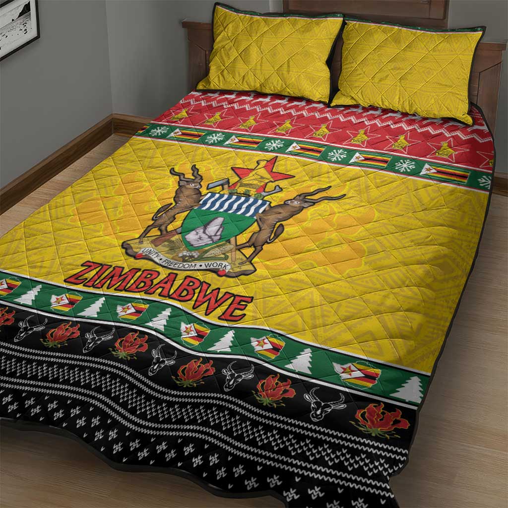 Afro Zimbabwe Christmas Quilt Bed Set Coat Of Arms - African Pattern LT15