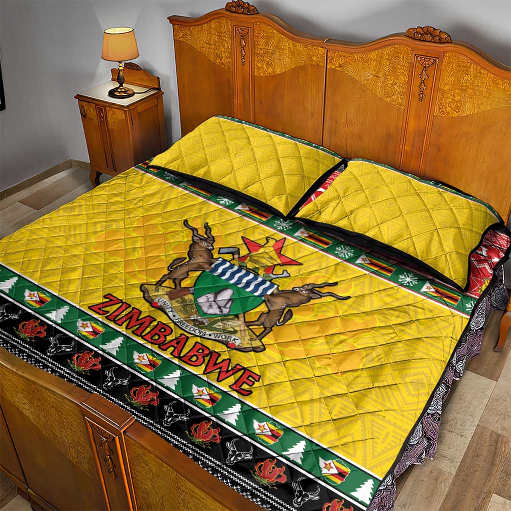 Afro Zimbabwe Christmas Quilt Bed Set Coat Of Arms - African Pattern LT15