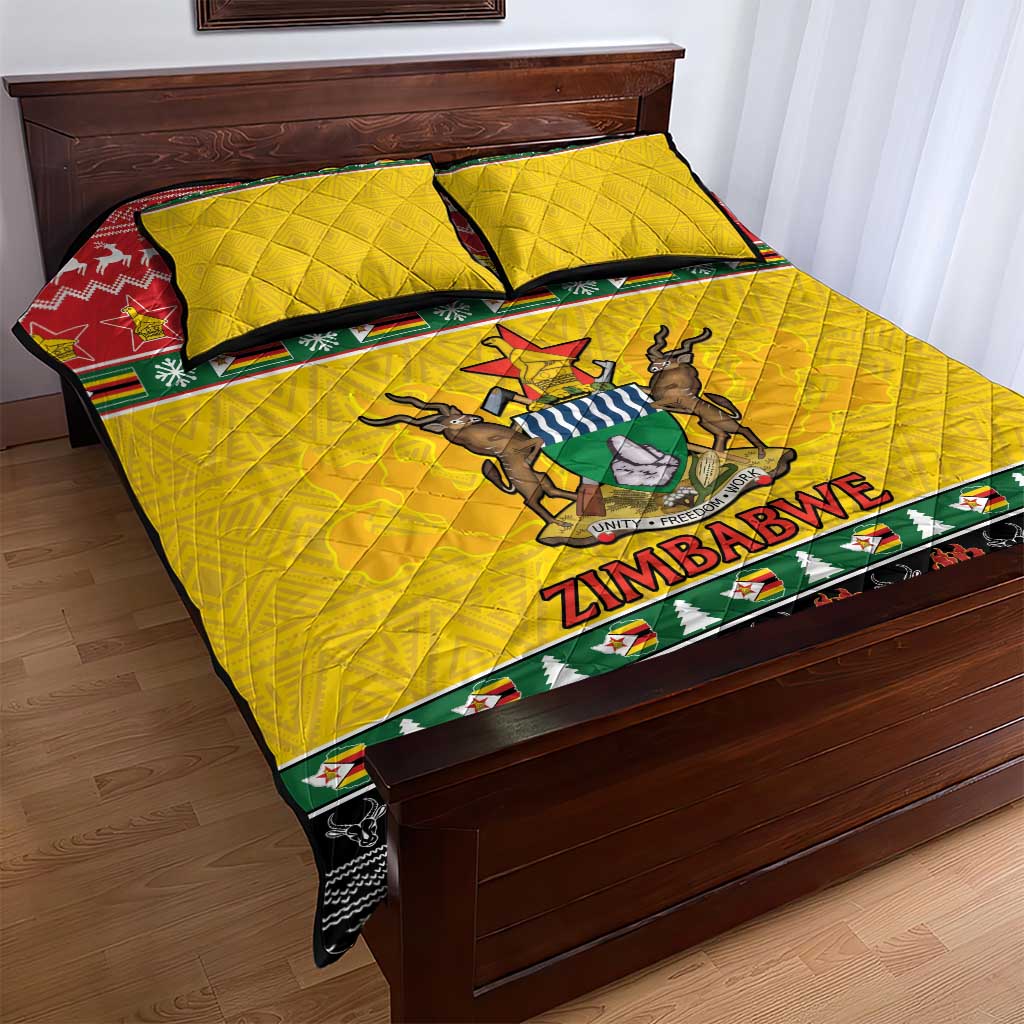 Afro Zimbabwe Christmas Quilt Bed Set Coat Of Arms - African Pattern LT15