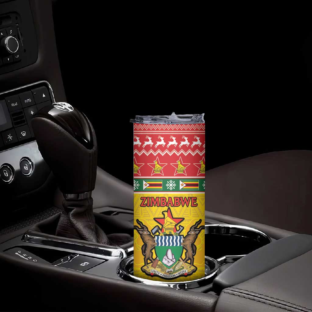Afro Zimbabwe Christmas Skinny Tumbler Coat Of Arms - African Pattern LT15