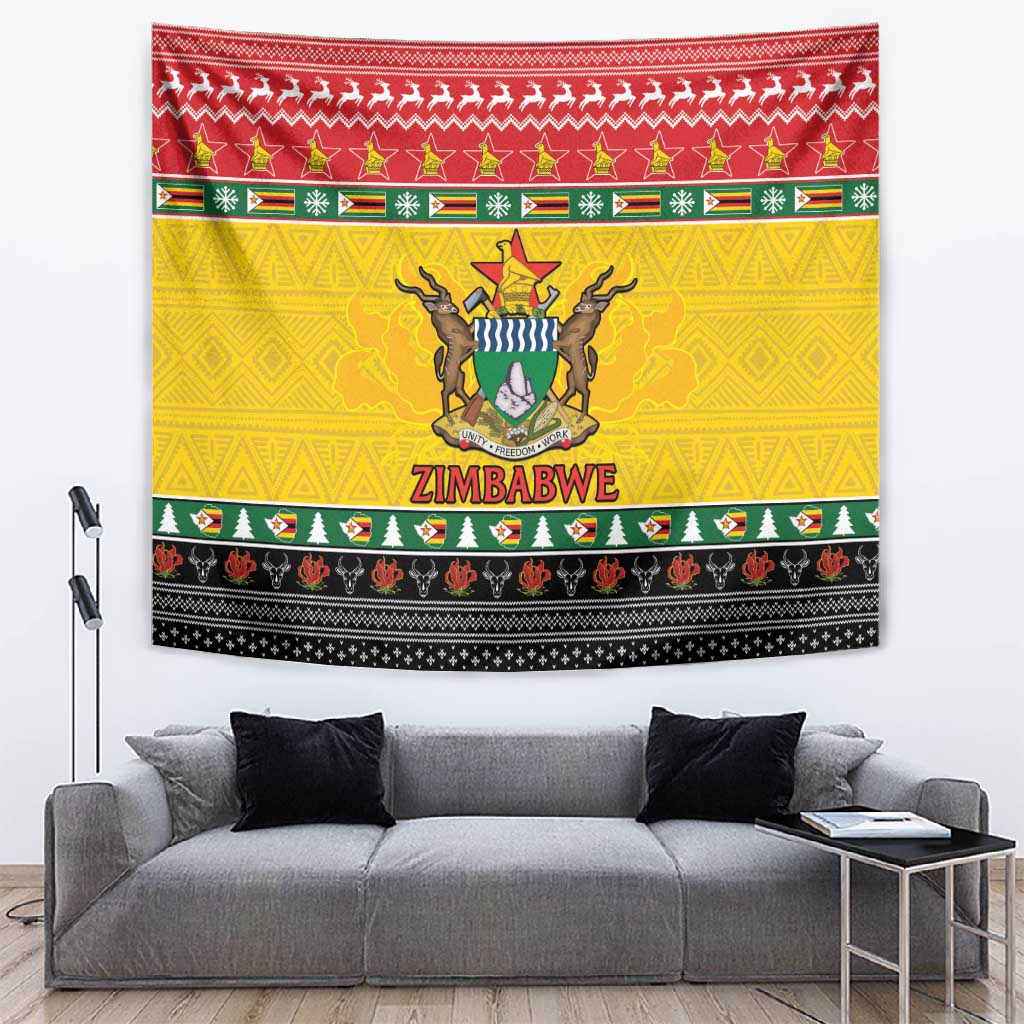 Afro Zimbabwe Christmas Tapestry Coat Of Arms - African Pattern LT15