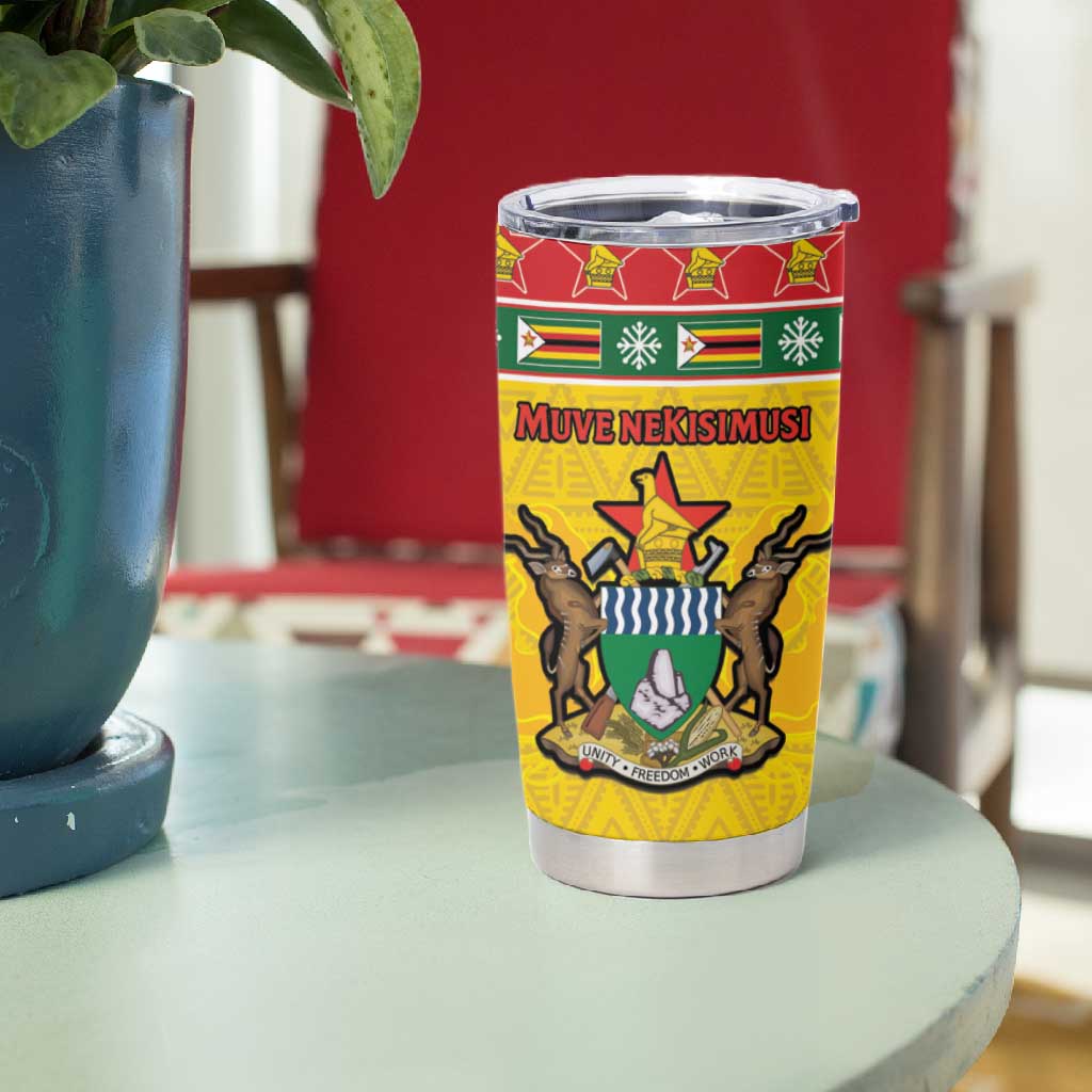 Afro Zimbabwe Christmas Tumbler Cup Coat Of Arms - African Pattern LT15