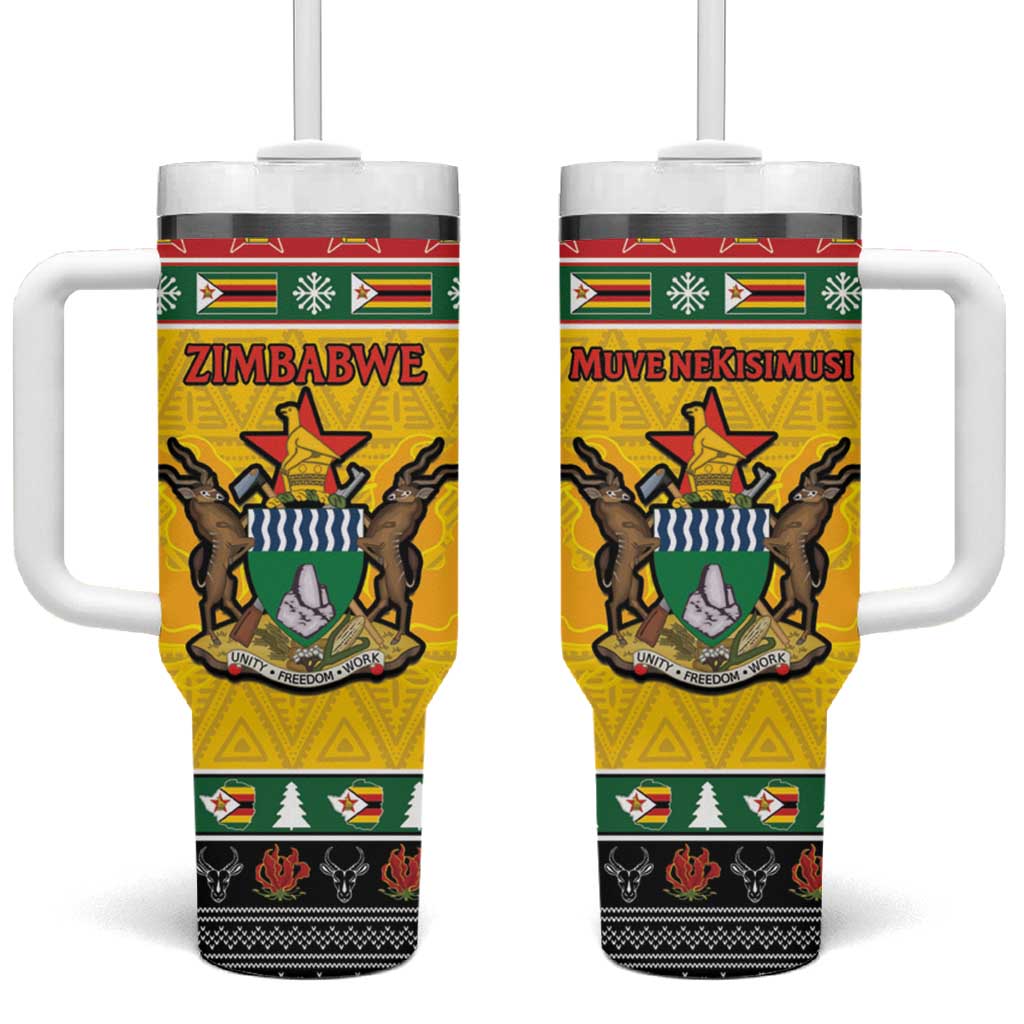 Afro Zimbabwe Christmas Tumbler With Handle Coat Of Arms - African Pattern LT15