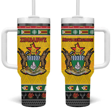 Afro Zimbabwe Christmas Tumbler With Handle Coat Of Arms - African Pattern LT15