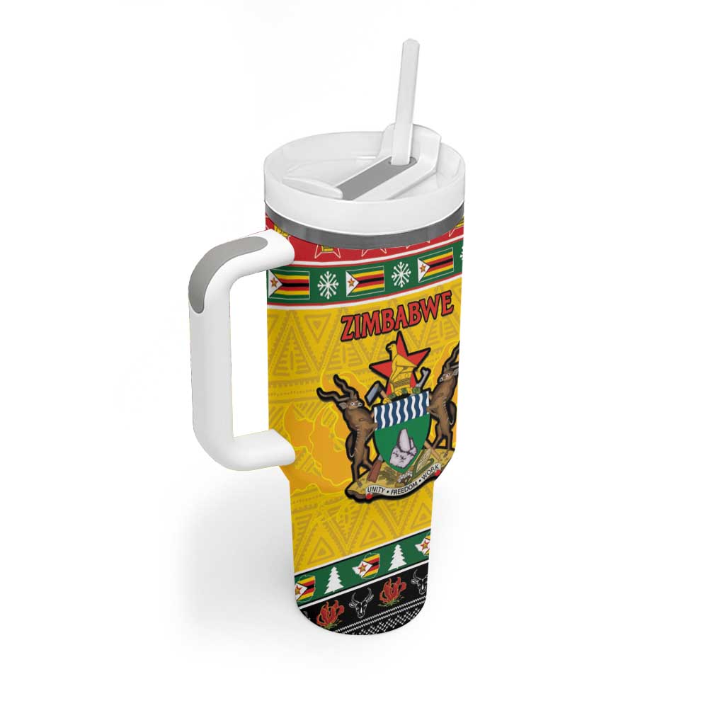 Afro Zimbabwe Christmas Tumbler With Handle Coat Of Arms - African Pattern LT15