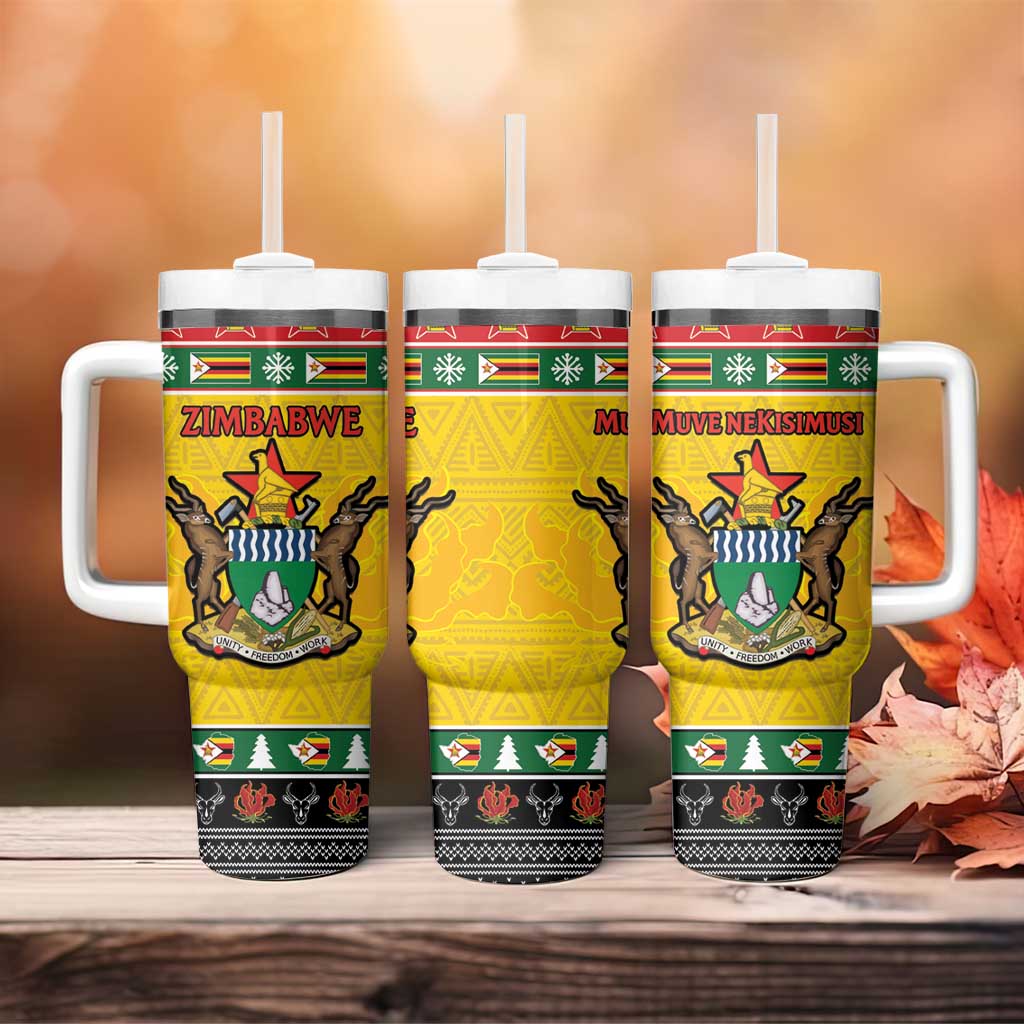 Afro Zimbabwe Christmas Tumbler With Handle Coat Of Arms - African Pattern LT15