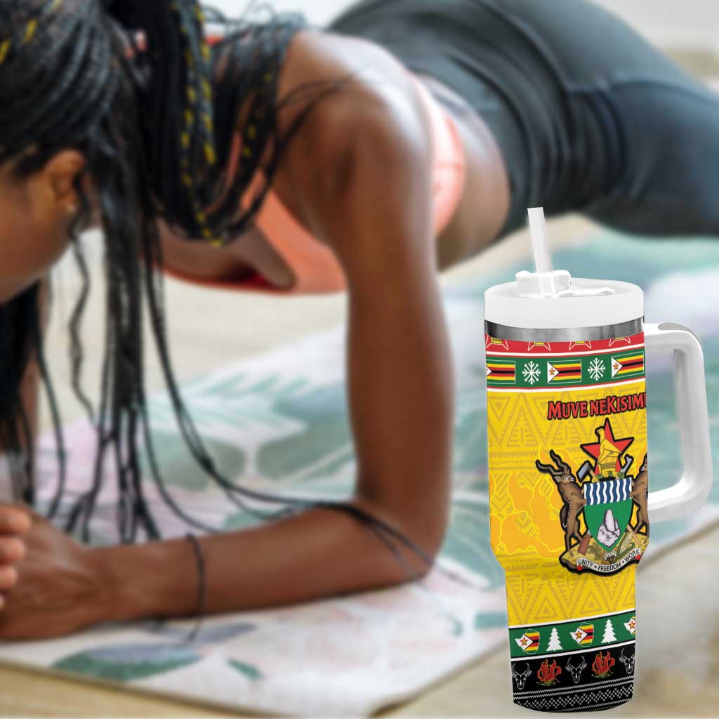 Afro Zimbabwe Christmas Tumbler With Handle Coat Of Arms - African Pattern LT15