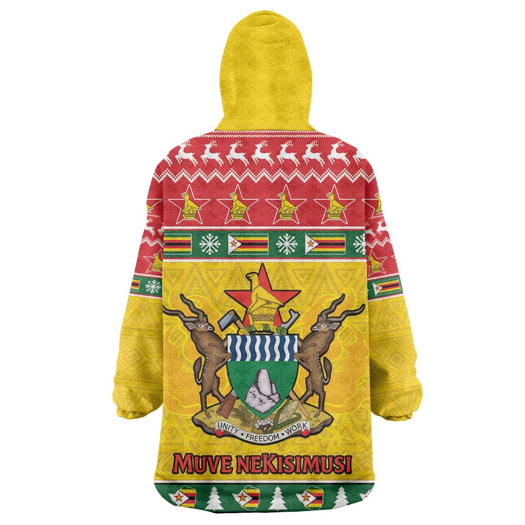 Afro Zimbabwe Christmas Wearable Blanket Hoodie Coat Of Arms - African Pattern LT15