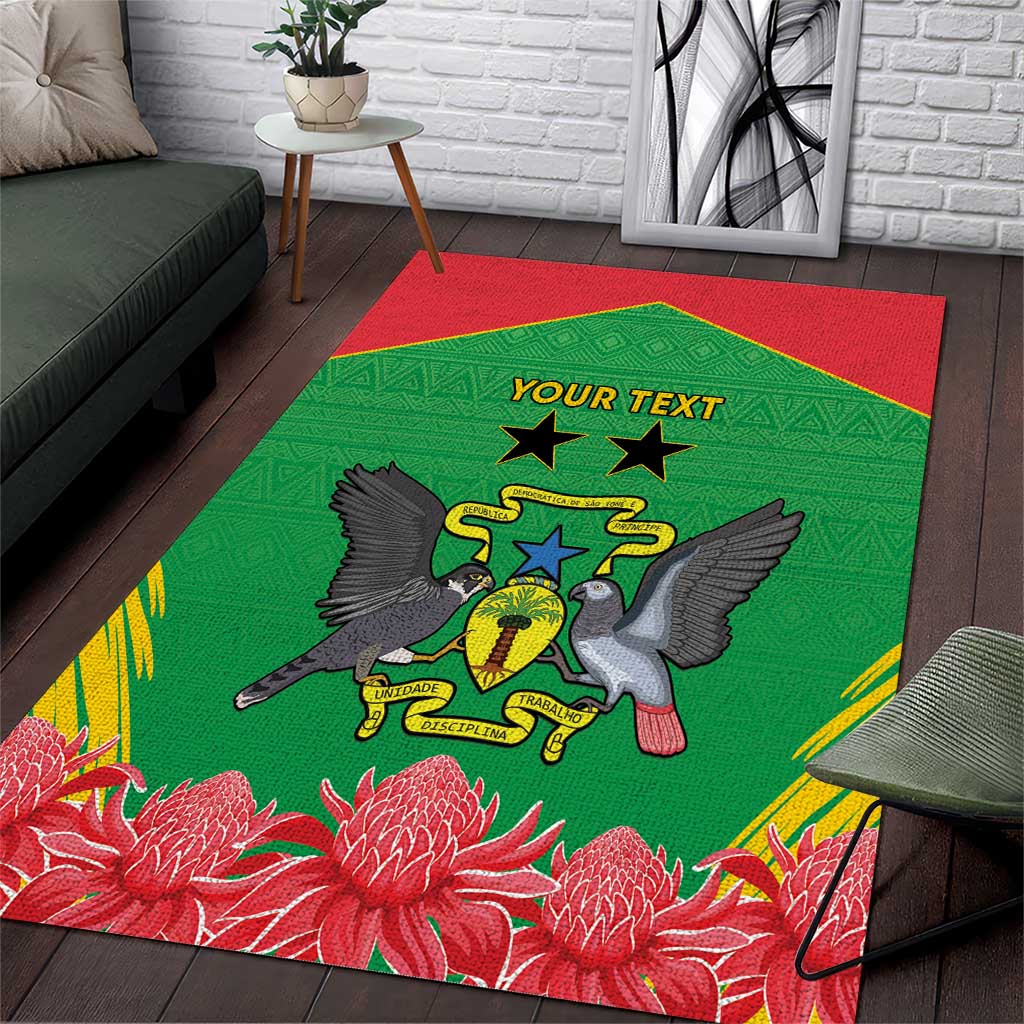 Personalized Afro Sao Tome and Principe Area Rug Coat Of Arms - African Pattern LT15