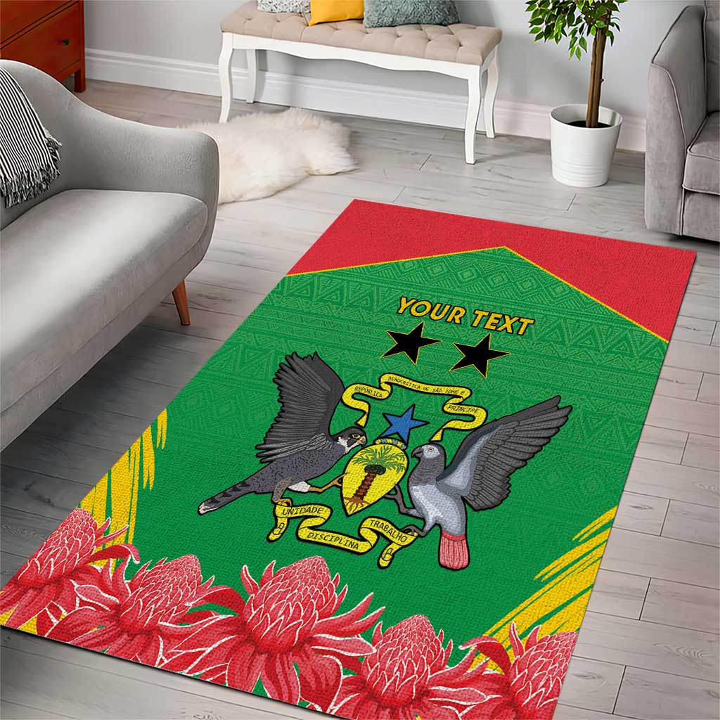 Personalized Afro Sao Tome and Principe Area Rug Coat Of Arms - African Pattern LT15