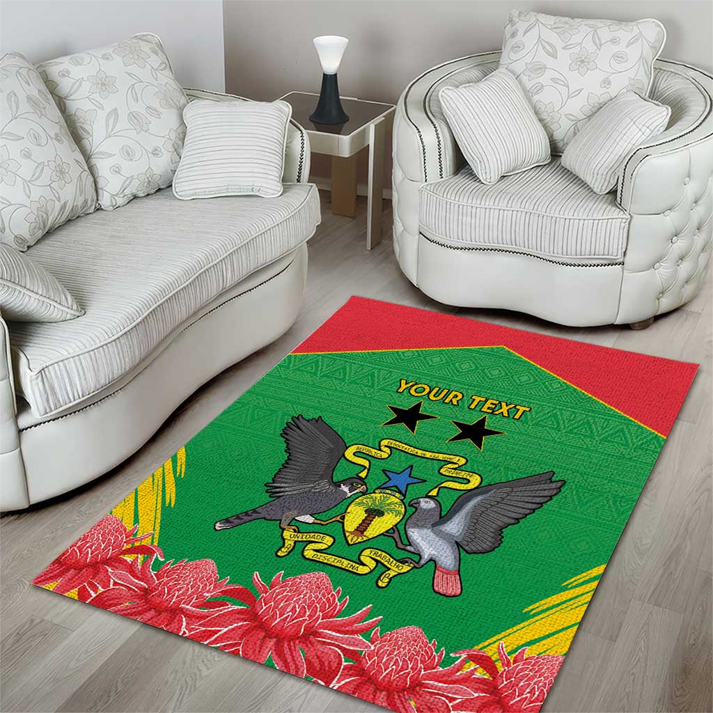 Personalized Afro Sao Tome and Principe Area Rug Coat Of Arms - African Pattern LT15