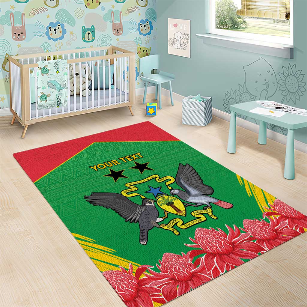 Personalized Afro Sao Tome and Principe Area Rug Coat Of Arms - African Pattern LT15