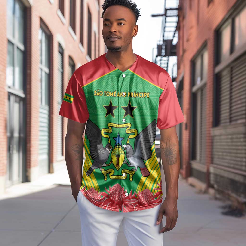 Personalized Afro Sao Tome and Principe Baseball Jersey Coat Of Arms - African Pattern LT15