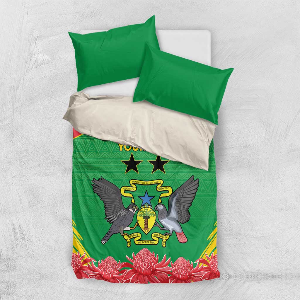 Personalized Afro Sao Tome and Principe Bedding Set Coat Of Arms - African Pattern LT15