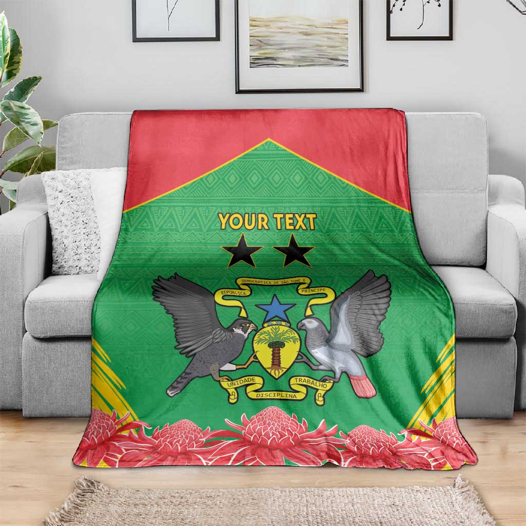 Personalized Afro Sao Tome and Principe Blanket Coat Of Arms - African Pattern LT15