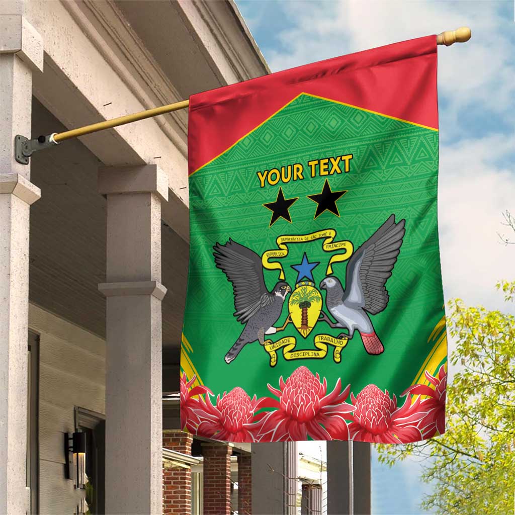 Personalized Afro Sao Tome and Principe Garden Flag Coat Of Arms - African Pattern LT15