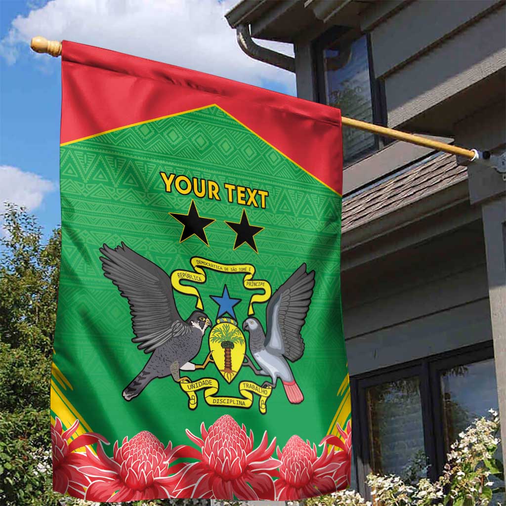 Personalized Afro Sao Tome and Principe Garden Flag Coat Of Arms - African Pattern LT15