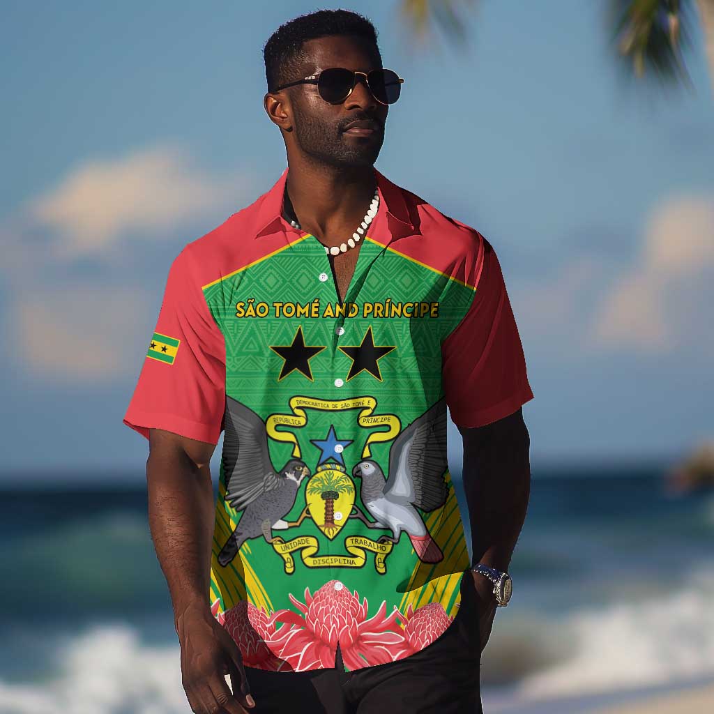 Personalized Afro Sao Tome and Principe Hawaiian Shirt Coat Of Arms - African Pattern LT15
