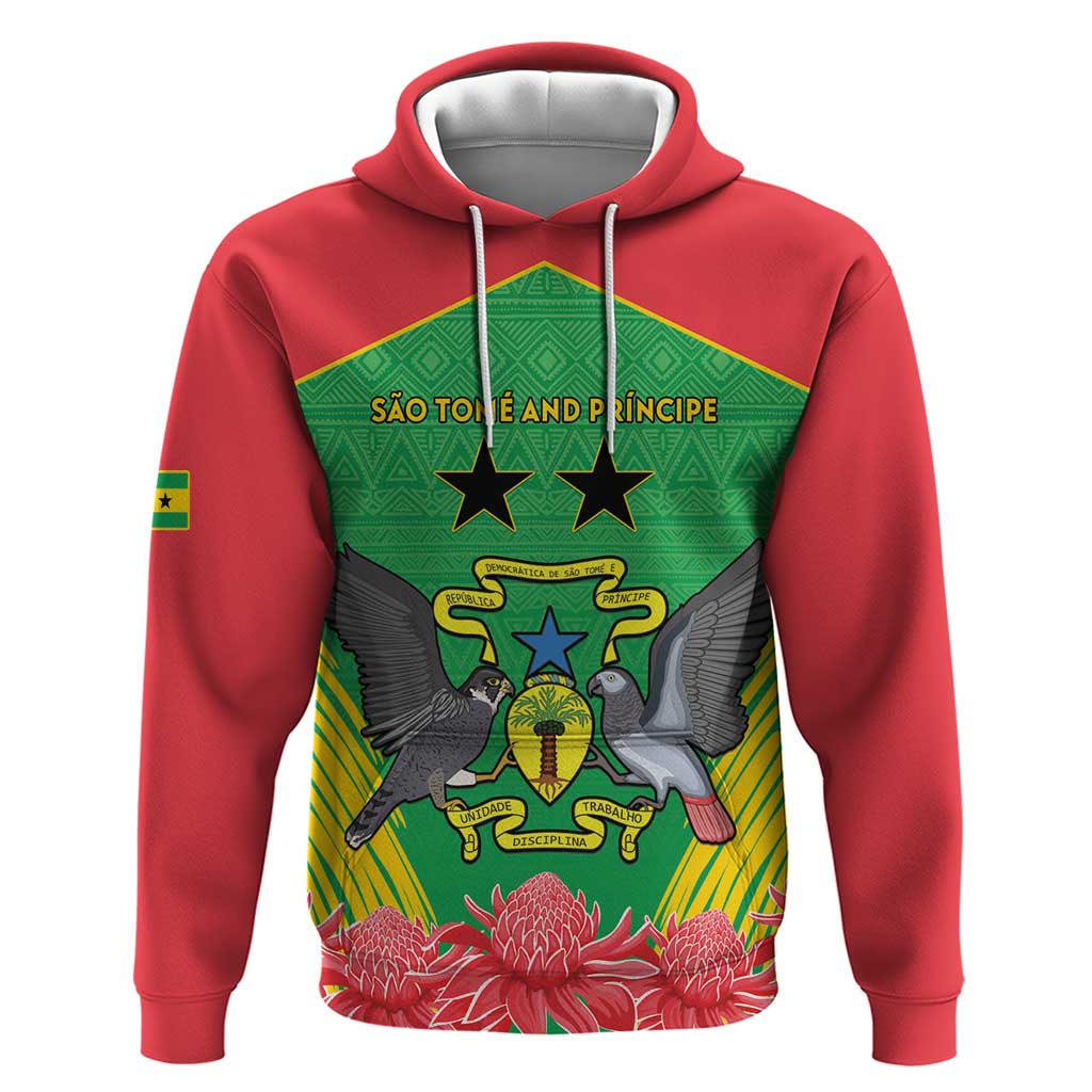 Personalised Sao Tome and Principe Hoodie Coat Of Arms With Porcelana Rose LT15