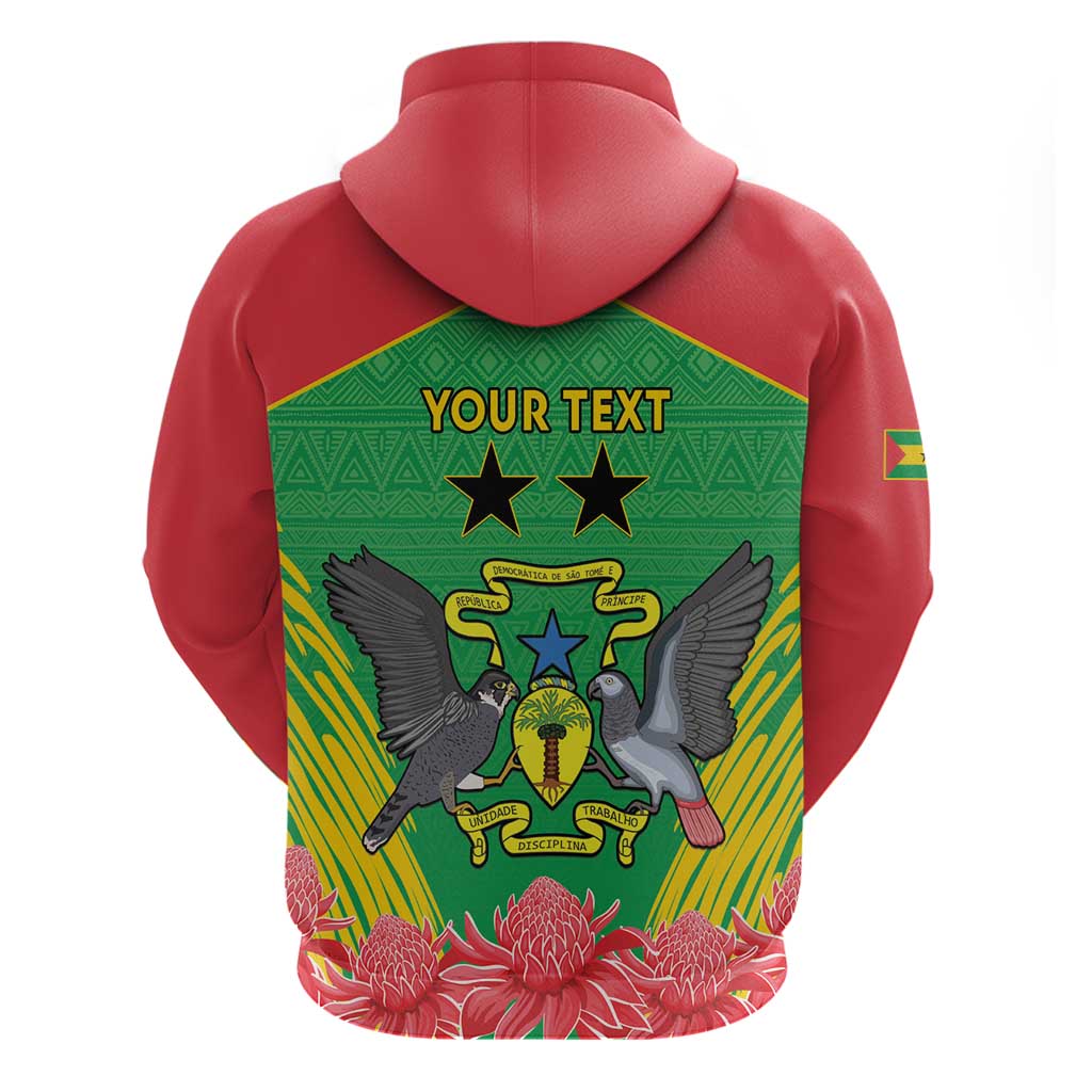 Personalised Sao Tome and Principe Hoodie Coat Of Arms With Porcelana Rose LT15