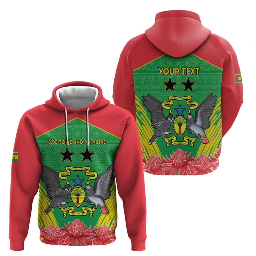 Personalised Sao Tome and Principe Hoodie Coat Of Arms With Porcelana Rose LT15