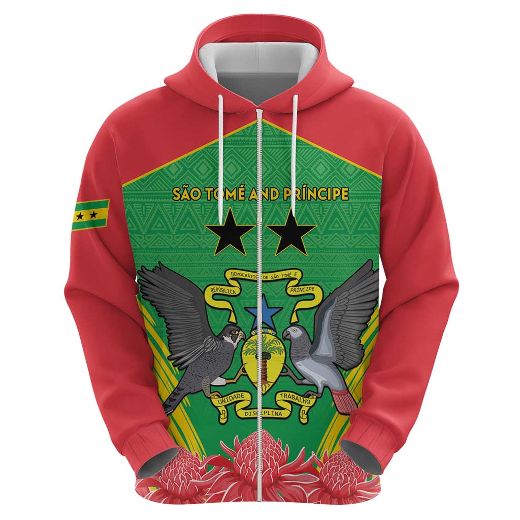 Personalised Sao Tome and Principe Hoodie Coat Of Arms With Porcelana Rose LT15