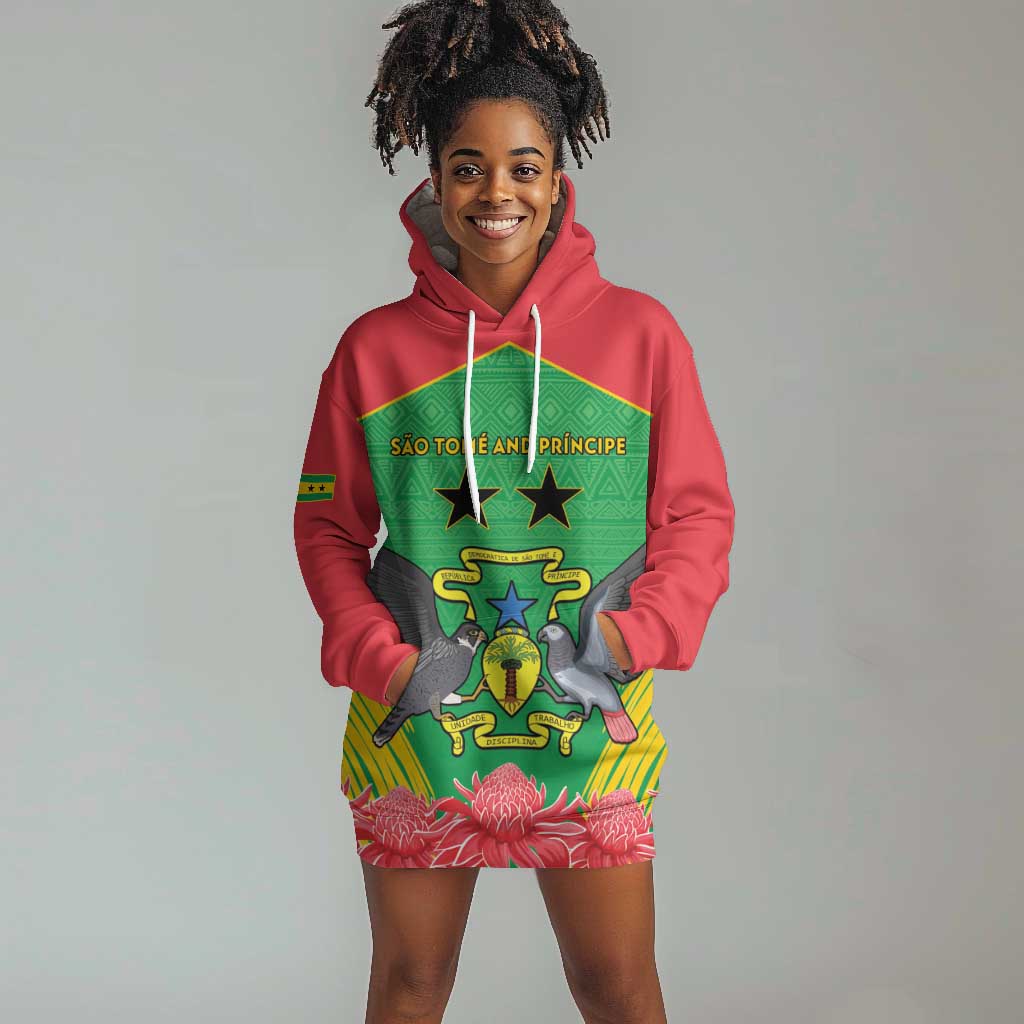 Personalized Afro Sao Tome and Principe Hoodie Dress Coat Of Arms - African Pattern LT15