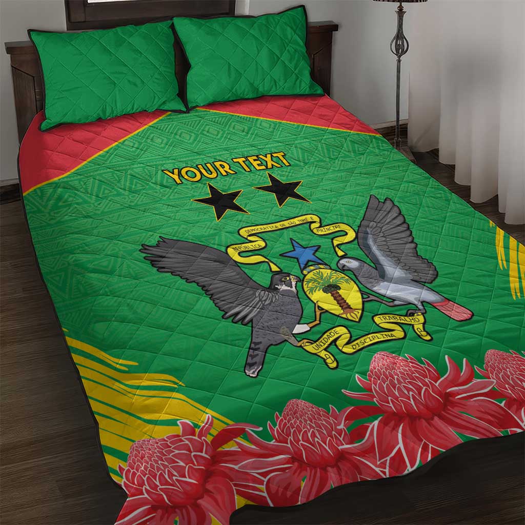 Personalized Afro Sao Tome and Principe Quilt Bed Set Coat Of Arms - African Pattern LT15