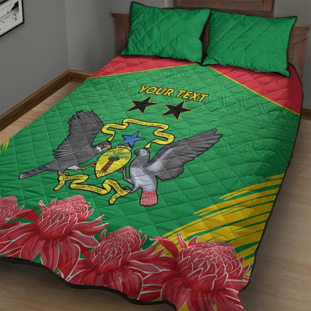 Personalized Afro Sao Tome and Principe Quilt Bed Set Coat Of Arms - African Pattern LT15