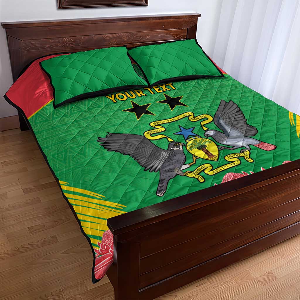 Personalized Afro Sao Tome and Principe Quilt Bed Set Coat Of Arms - African Pattern LT15