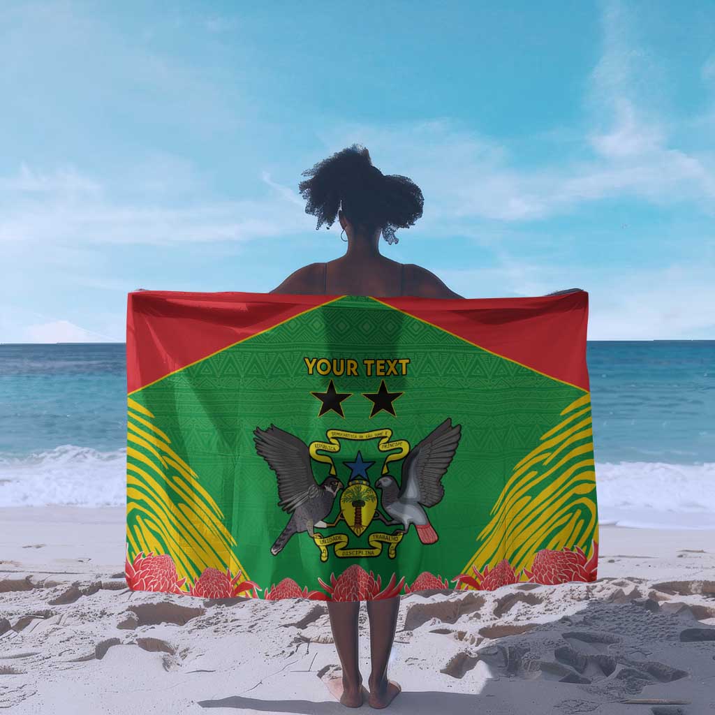 Personalized Afro Sao Tome and Principe Sarong Coat Of Arms - African Pattern LT15