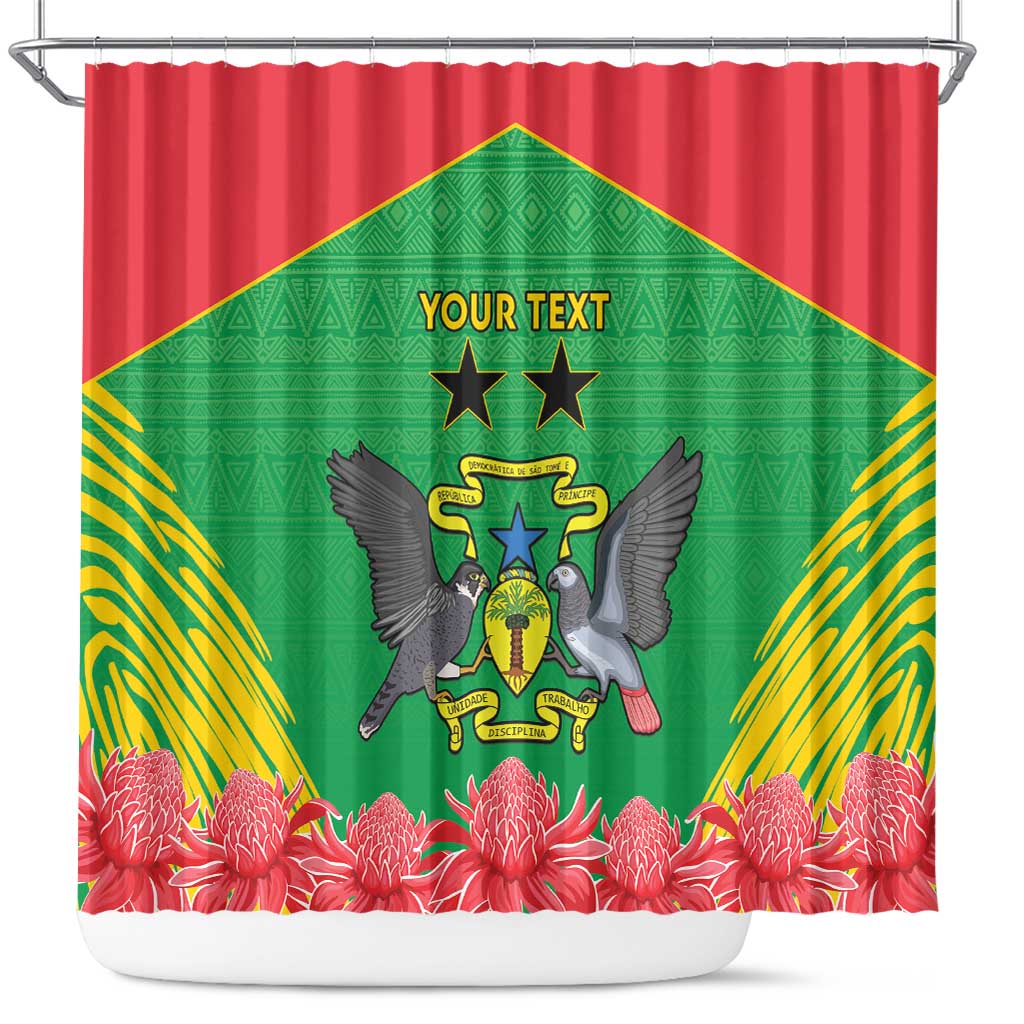 Personalised Sao Tome and Principe Shower Curtain Coat Of Arms With Porcelana Rose LT15