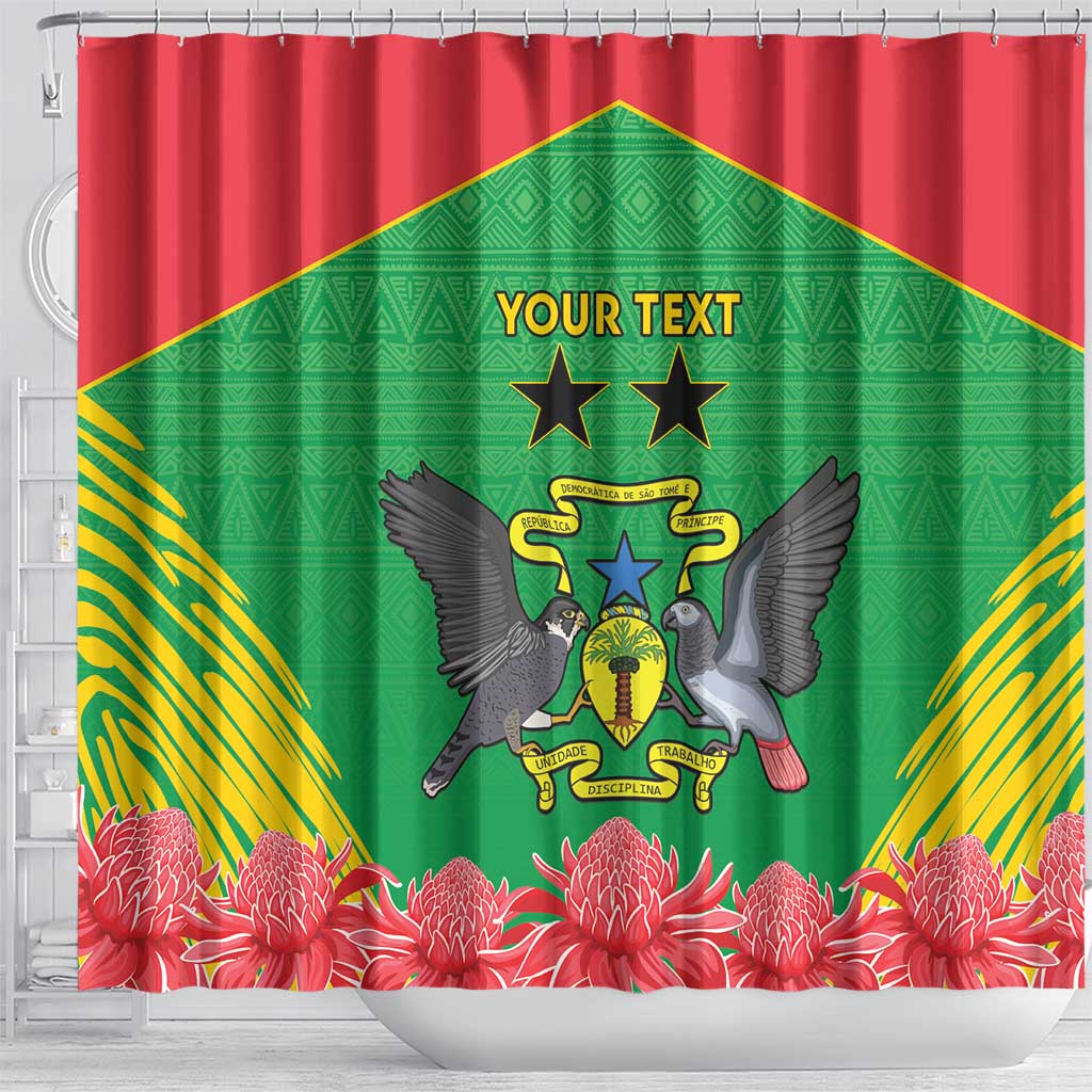 Personalised Sao Tome and Principe Shower Curtain Coat Of Arms With Porcelana Rose LT15